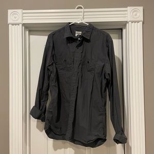 Men’s old navy slim fit long sleeve gray button down - large